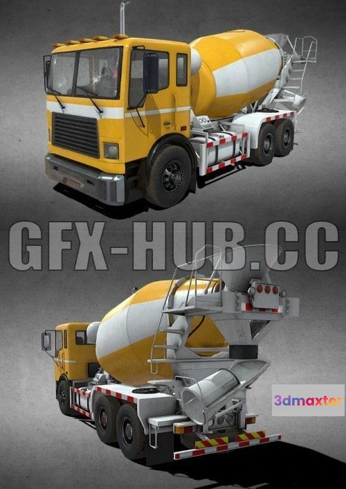 1183444 - PBR Game 3D Model - Cement Truck