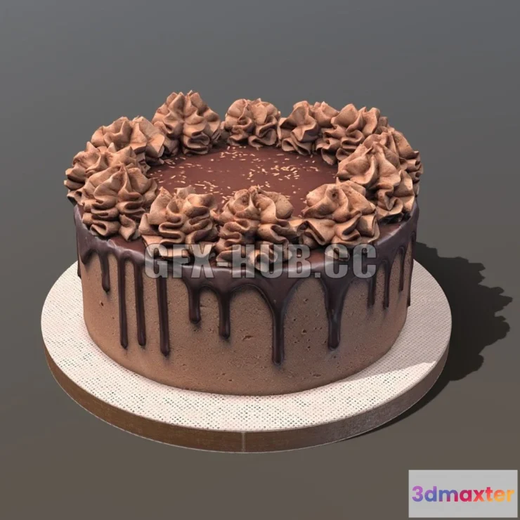1183524 - PBR Game 3D Model - Chocolate Gateau