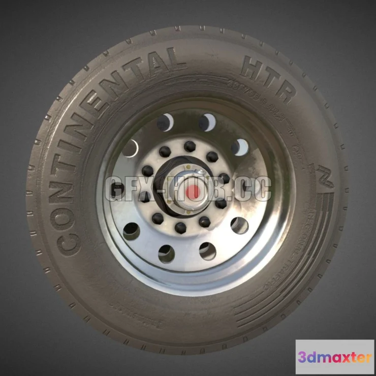 1183542 - PBR Game 3D Model - Chrome Trailer Wheel WSHC