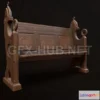 1183550 - PBR Game 3D Model - Church pew PBR
