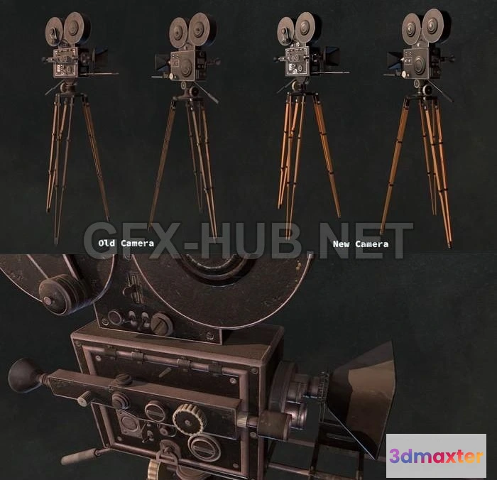 1183554 - PBR Game 3D Model - Cine Camera Vintage