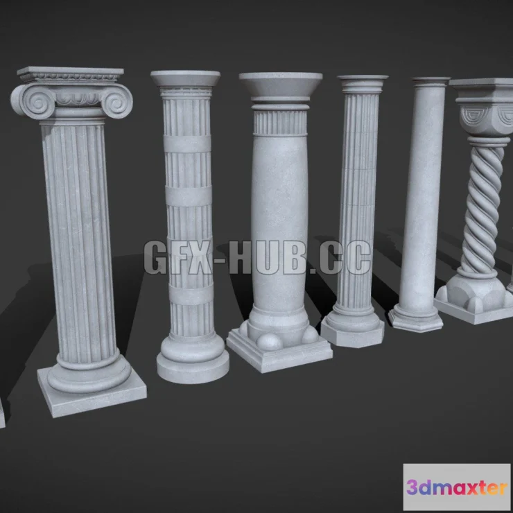 1183640 - PBR Game 3D Model - Columns Collection