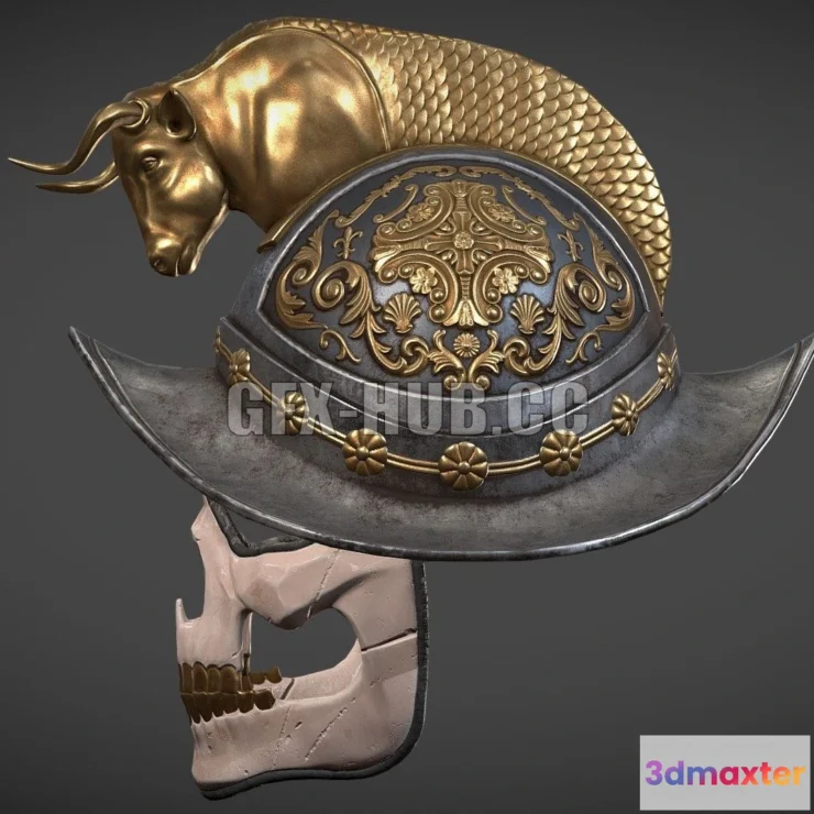 1183694 - PBR Game 3D Model - Conqueror helmet