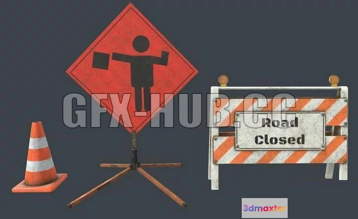 1183700 - PBR Game 3D Model - Construction Barricades