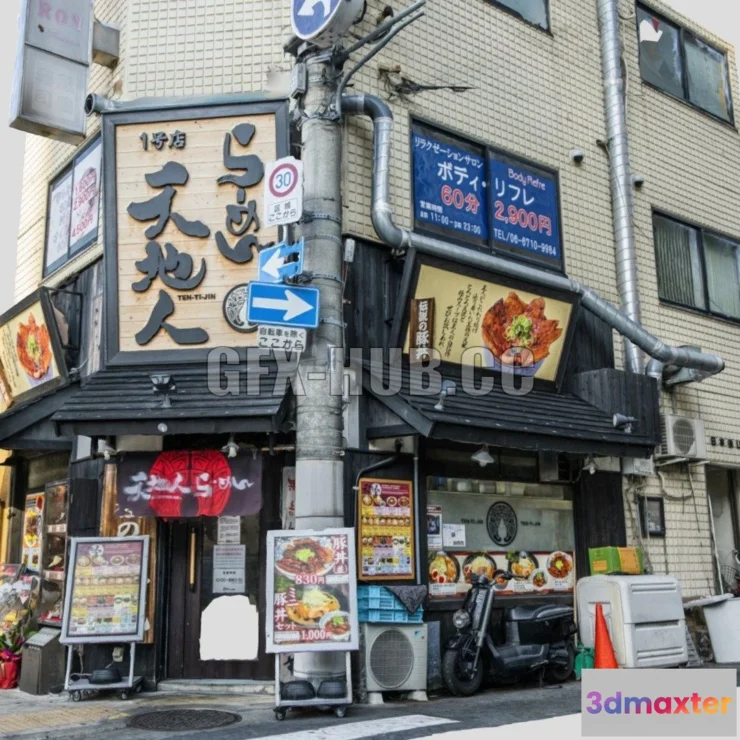 1183736 - PBR Game 3D Model - Corner restaurant