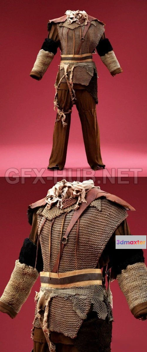 1183742 - PBR Game 3D Model - Costume Chain Mail Soldier (max, fbx, obj)