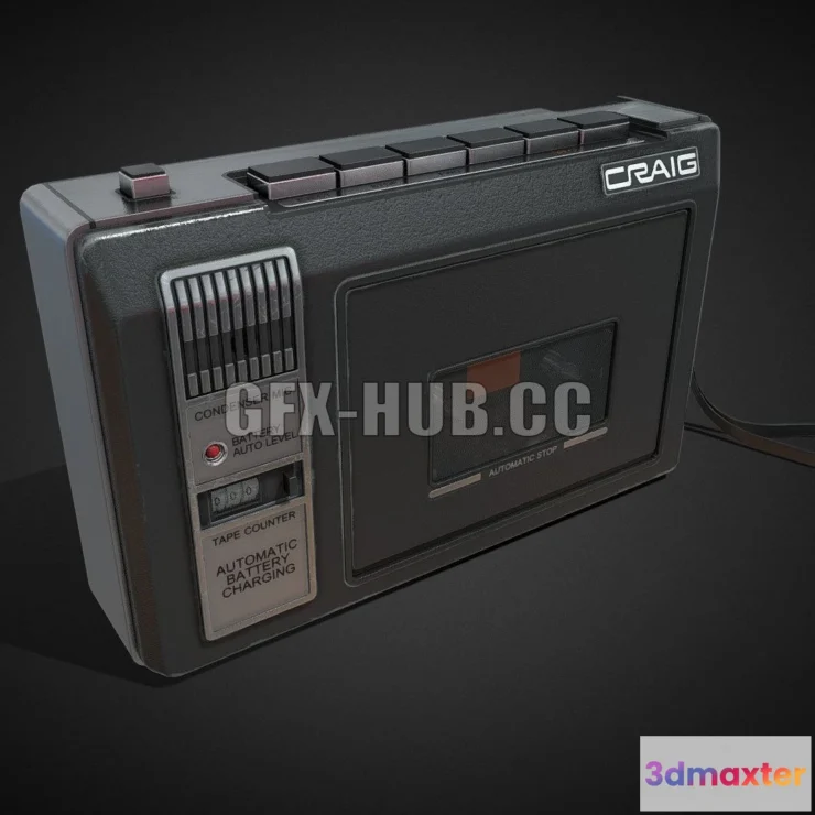 1183762 - PBR Game 3D Model - Craig 2629 Handheld Cassette Player-Recorder