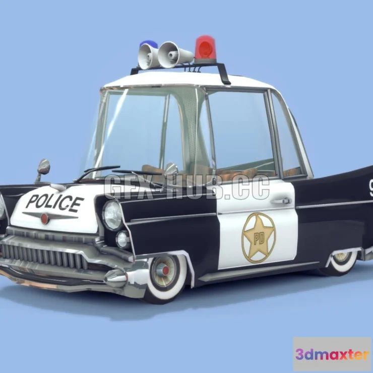 1183778 - PBR Game 3D Model - Cruiser - Retro Cartoon Car