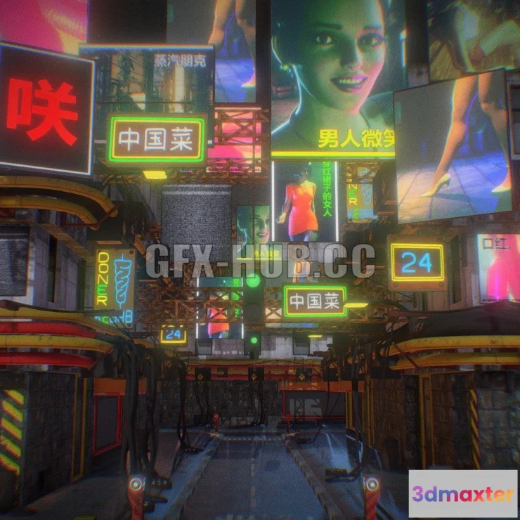 1183814 - PBR Game 3D Model - Cyber City