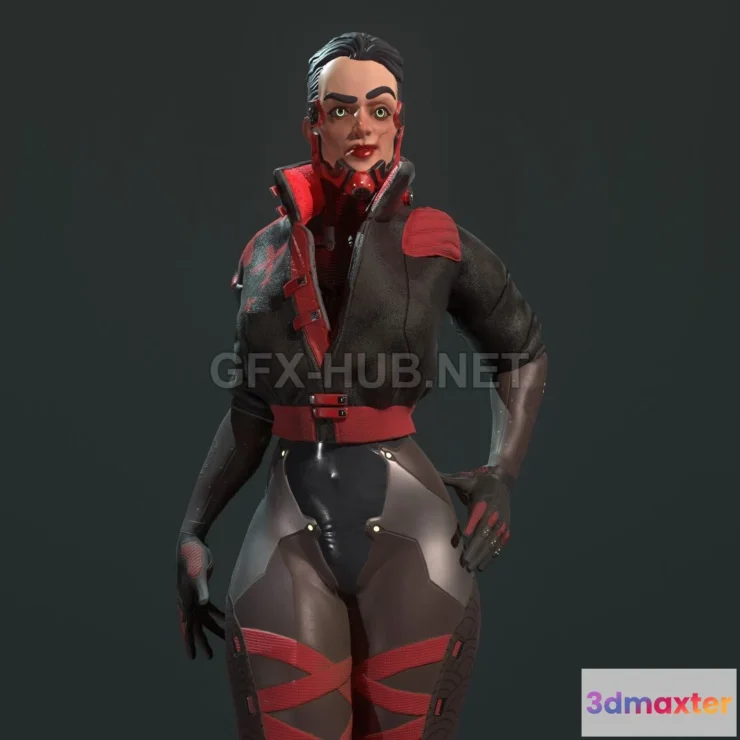 1183818 - PBR Game 3D Model - Cyber girl