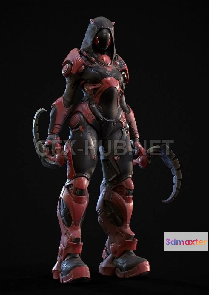 1183832 - PBR Game 3D Model - Cyber Witch