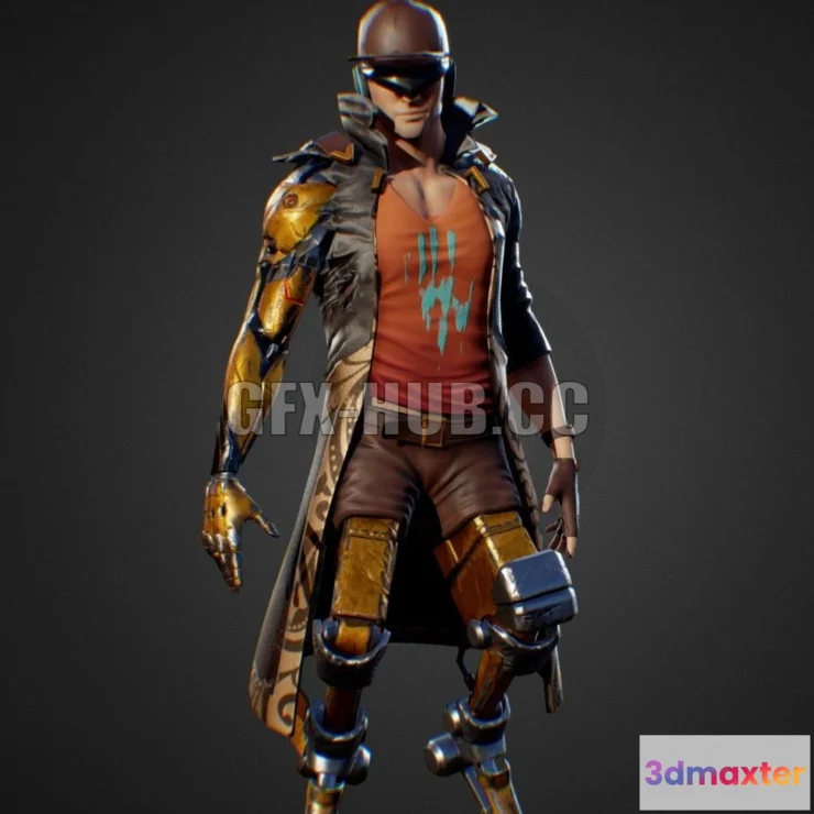 1183834 - PBR Game 3D Model - Cybernetic Runner