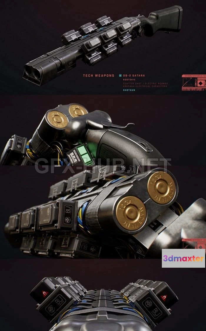 1183840 - PBR Game 3D Model - Cyberpunk 2077 Tech Shotgun