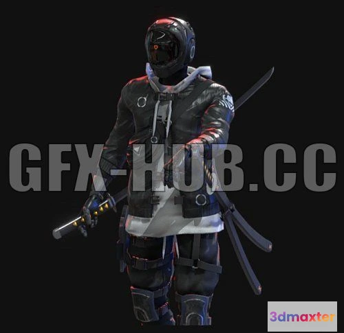 1183844 - PBR Game 3D Model - Cyberpunk Azura Robot