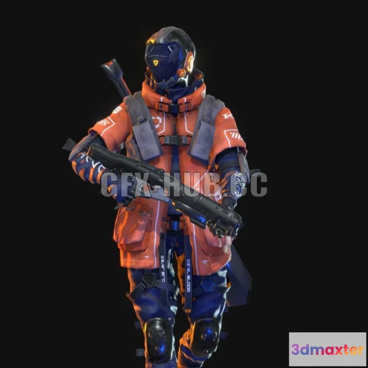 1183846 - PBR Game 3D Model - Cyberpunk Bled Robot