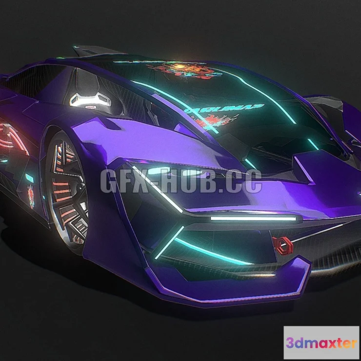 1183868 - PBR Game 3D Model - Cyberpunk Lamborghini Terzo