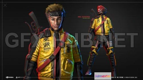 1183870 - PBR Game 3D Model - Cyberpunk Mercenary