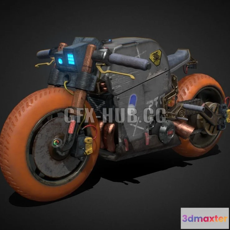 1183876 - PBR Game 3D Model - CyberPunk Motorcycle