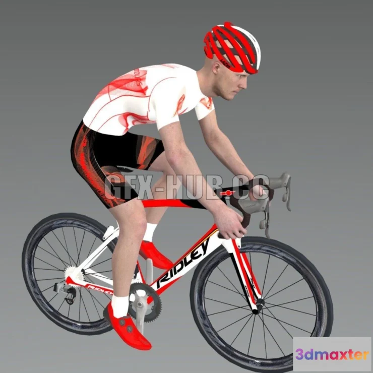 1183906 - PBR Game 3D Model - Cyclist in drops pose