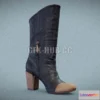 1183938 - PBR Game 3D Model - DALIS Black Zipper Tip Boot Low-poly
