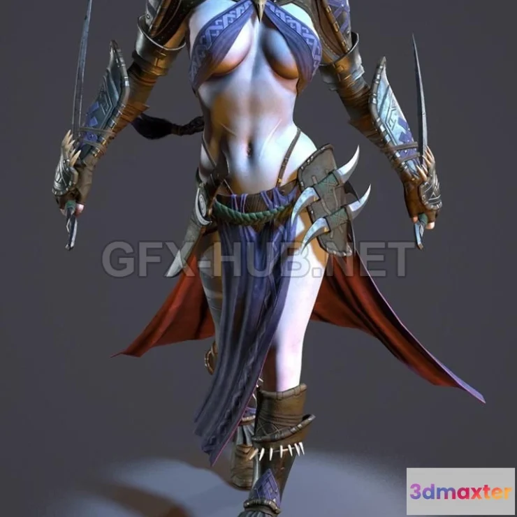 1183956 - PBR Game 3D Model - Dark Elf Assassin PBR
