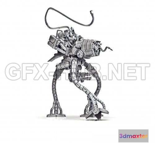 1183962 - PBR Game 3D Model - Dark Techno tripod walkers 3D print model