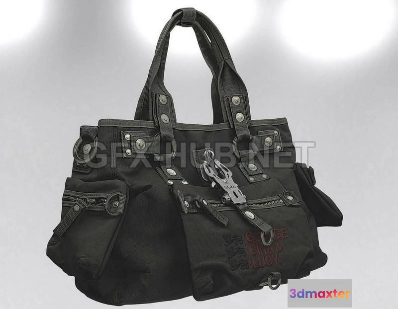 1184018 - PBR Game 3D Model - Denim HandBag