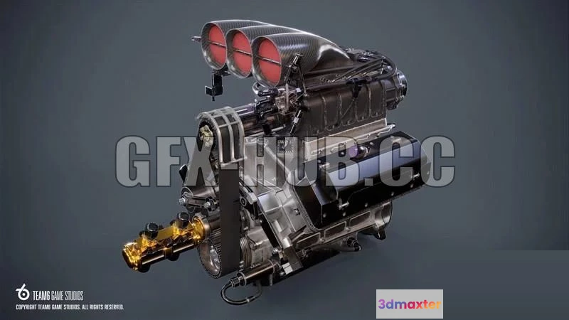 1184146 - PBR Game 3D Model - Drag Racing ProMod Engine