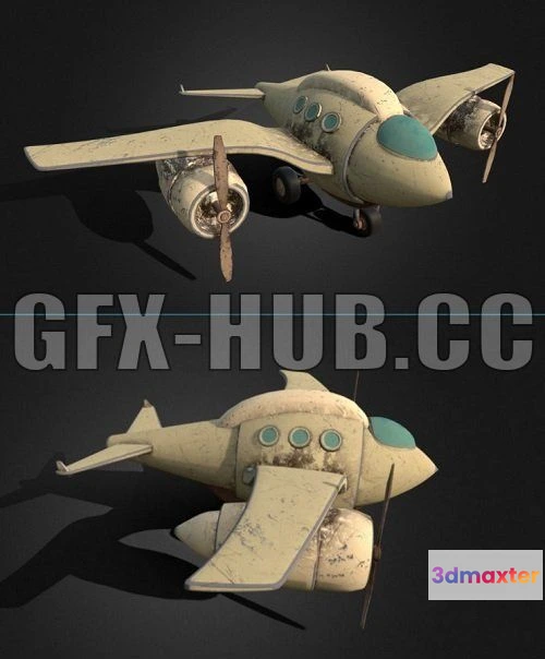 1184218 - PBR Game 3D Model - Dusty 34Fat Seagull34 Stylized Cartoony plane