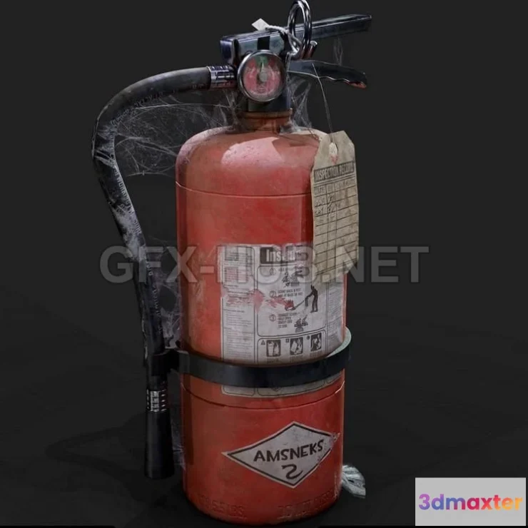 1184220 - PBR Game 3D Model - Dusty Fire Extinguisher PBR