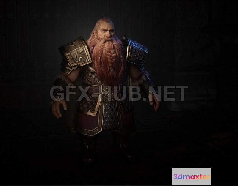 1184228 - PBR Game 3D Model - Dwarf Warrior Armor
