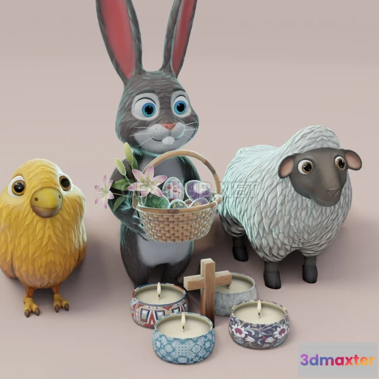 1184246 - PBR Game 3D Model - Easter  Low-poly