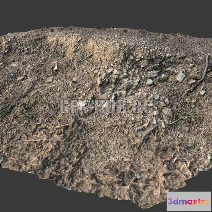 1184346 - PBR Game 3D Model - Embankment pine forest