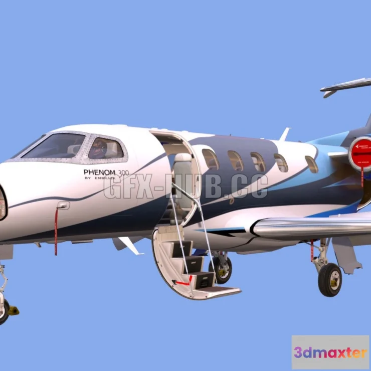 1184350 - PBR Game 3D Model - Embraer Phenom 300 extended