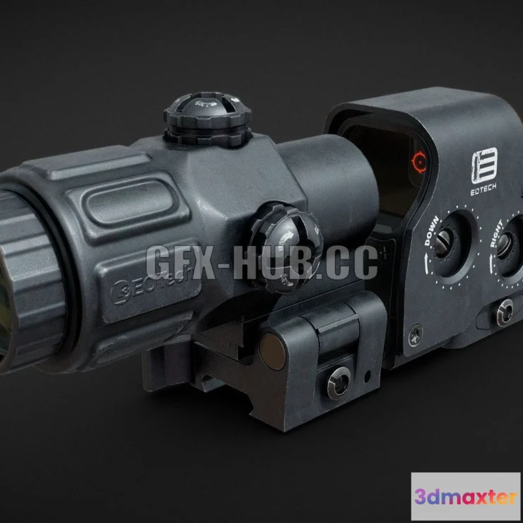 1184374 - PBR Game 3D Model - EOTech EXPS3 With Magnifier 3x