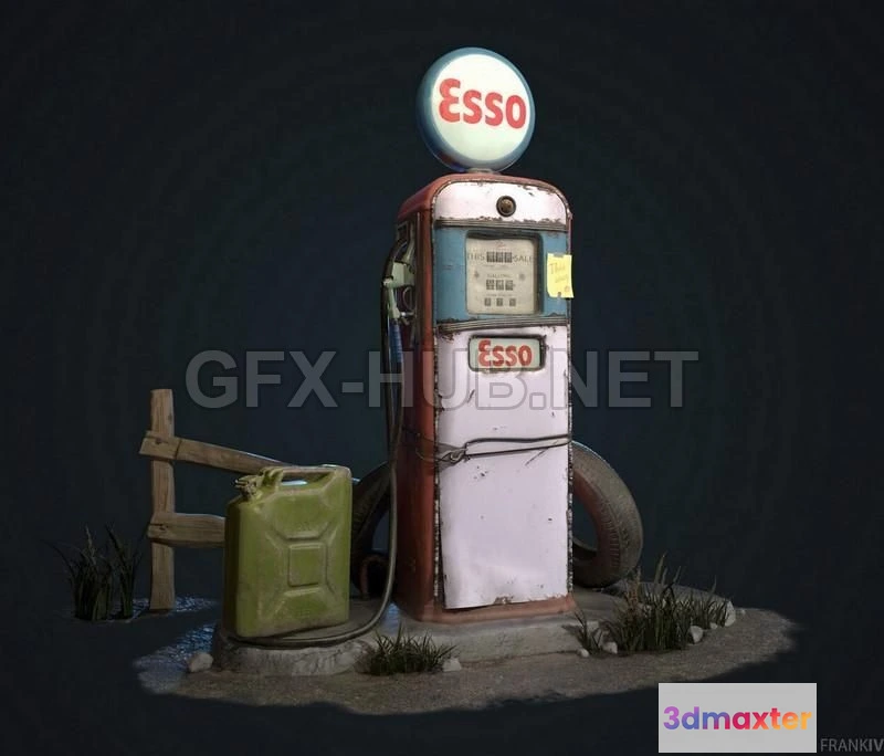 1184394 - PBR Game 3D Model - Esso gas pump