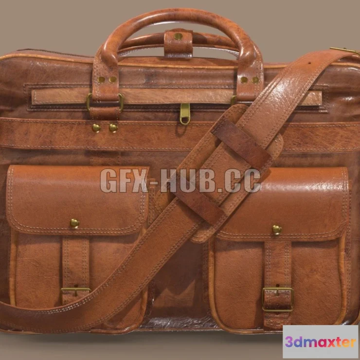 1184400 - PBR Game 3D Model - Everett Leather Briefcase Bag
