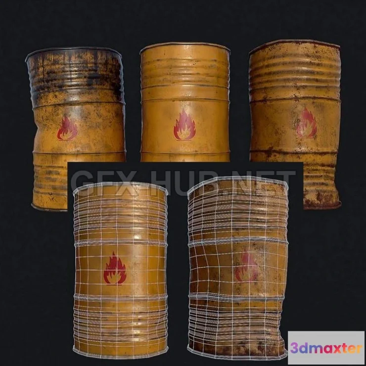 1184420 - PBR Game 3D Model - Explosive Barrel