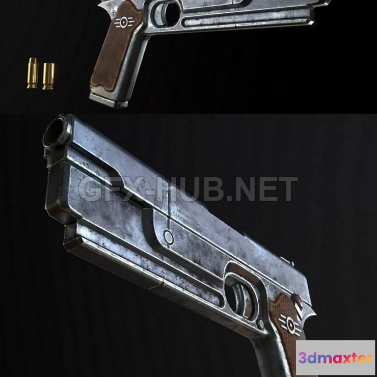 1184466 - PBR Game 3D Model - Fallout 10mm Pistol