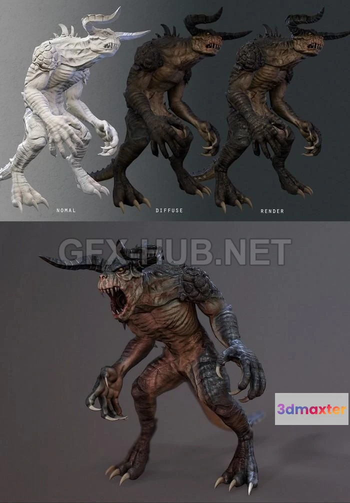1184474 - PBR Game 3D Model - Fallout 4 - Deathclaw PBR