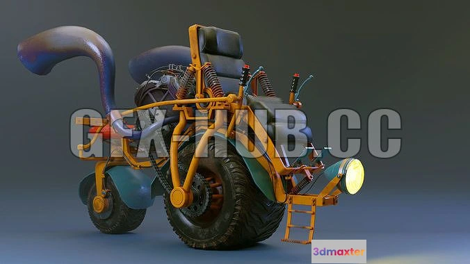 1184502 - PBR Game 3D Model - Fancy motorcycle low-poly