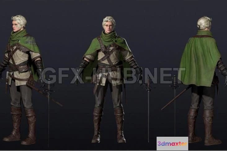 1184506 - PBR Game 3D Model - Fantasy adventurer Suit