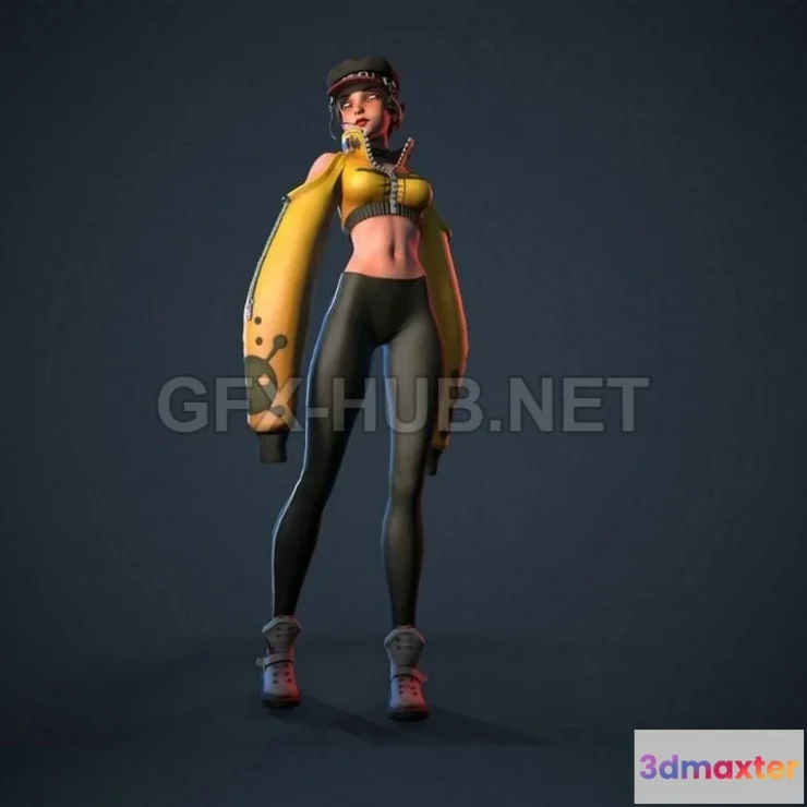 1184514 - PBR Game 3D Model - Fashionable Girl - Character PBR