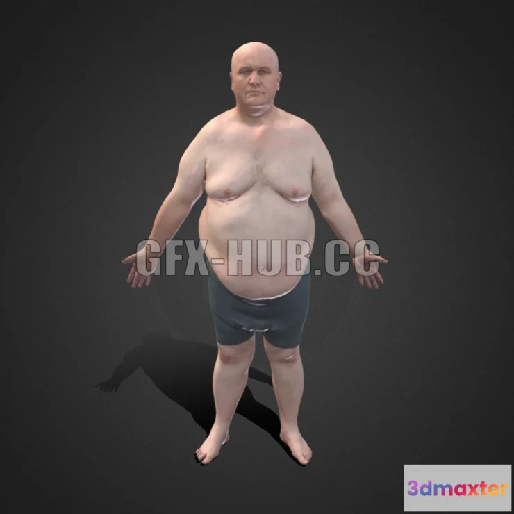 1184516 - PBR Game 3D Model - Fat White Guy