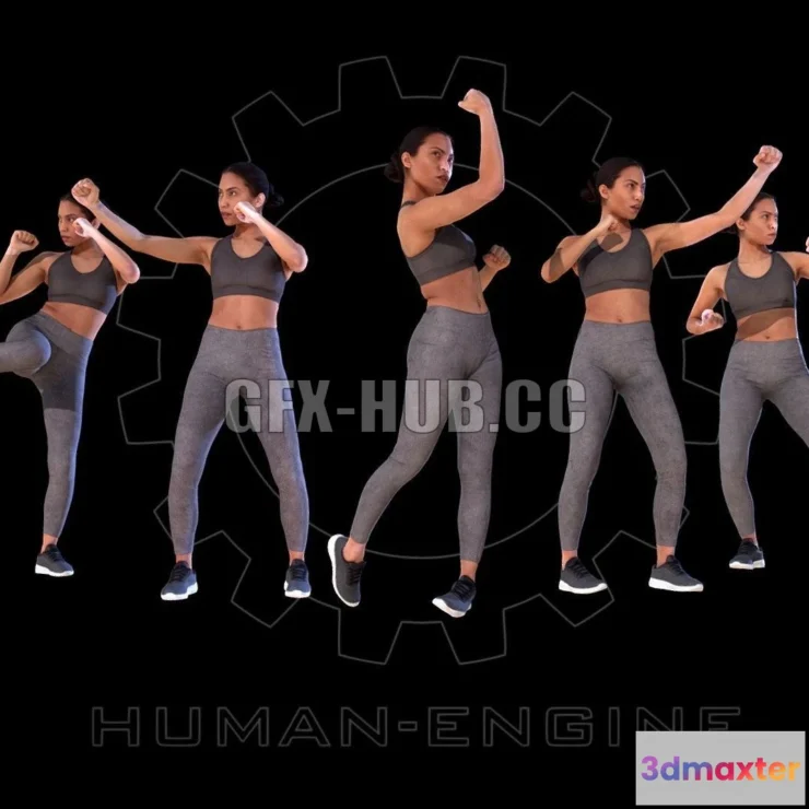 1184554 - PBR Game 3D Model - Female Scan - Calypso Fighting Stances Bundle