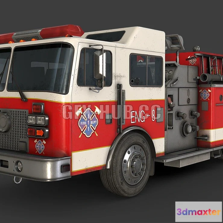 1184636 - PBR Game 3D Model - Fire Truck