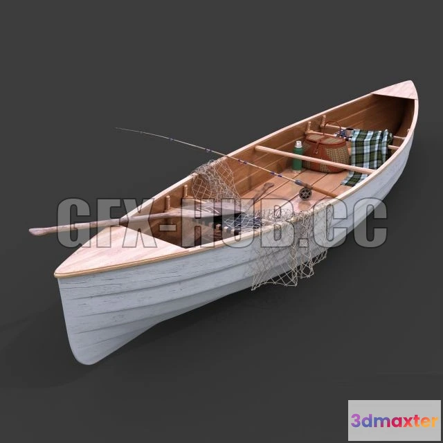1184644 - PBR Game 3D Model - Fishing boat with plaid
