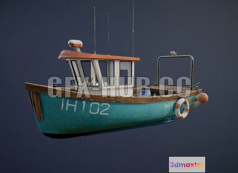 1184646 - PBR Game 3D Model - Fishing Ship game-ready asset