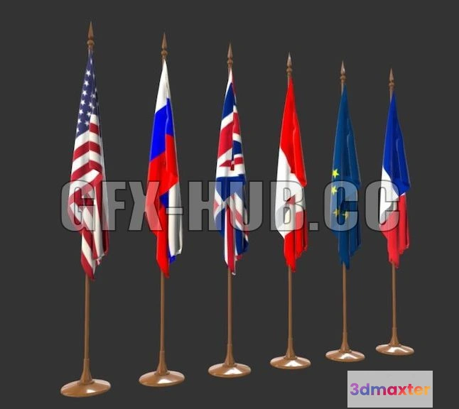1184654 - PBR Game 3D Model - Flags