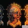 1184662 - PBR Game 3D Model - Flame Skull Shield